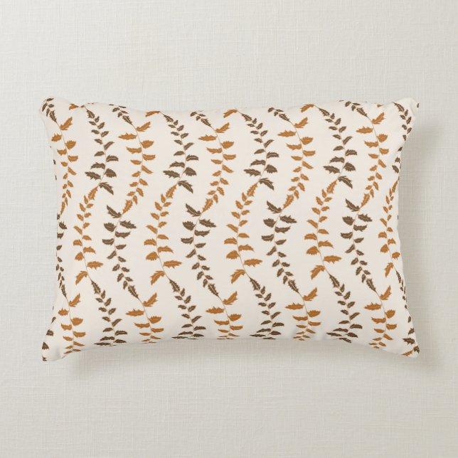 Cojín Decorativo Boho Cream Fern Strings - patrón sin fisuras. (Anverso)
