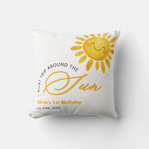 Cojín Decorativo Boho Cute Primer Viaje Alrededor del Sol 1er Cumpl