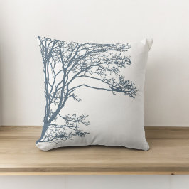 Cojín Decorativo Boho de árbol único azul
