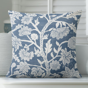 Cojín decorativo Boho de la costa azul y blanco