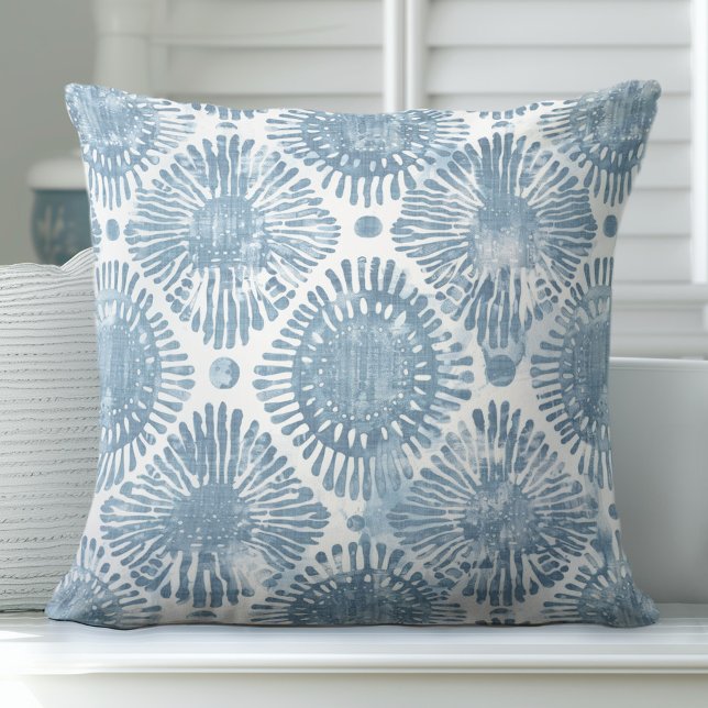 Cojín decorativo Boho de la costa azul y blanco (Subido por el creador)