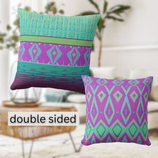 Cojín decorativo boho de patrón colorido de doble 