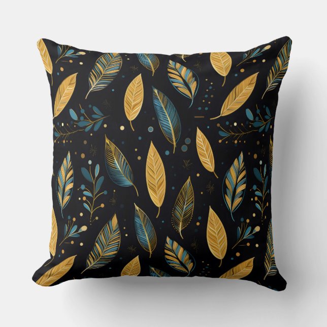 Cojín Decorativo Boho deja siena verde azulada (Anverso)