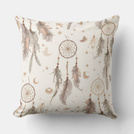Cojín Decorativo Boho Dream Catcher Feather Pattern Throw Pillow