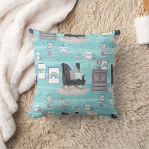 Cojín Decorativo Boho en Neutrales con Blues y Grays