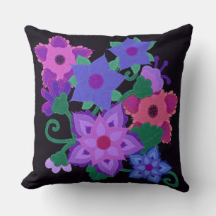 Cojín Decorativo Boho Faux Felt Appliers Flowers