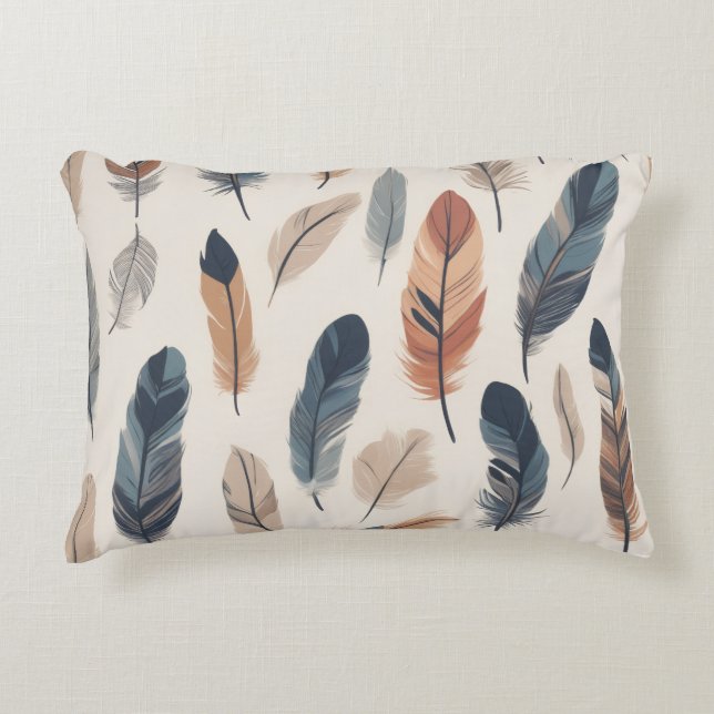 Cojín Decorativo Boho Feather Pattern Throw Pillow  (Anverso)