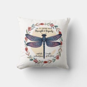 Cojín Decorativo Boho Floral Libélula Ella Está Vestida De Fuerza