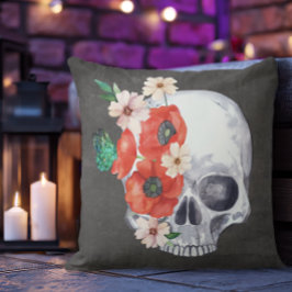 Cojín Decorativo Boho Floral Skull