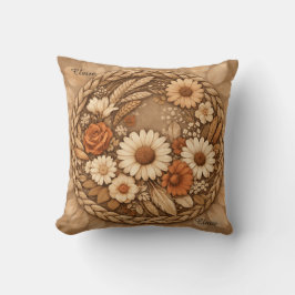 Cojín Decorativo Boho Floral Woven Circle Customizable Throw Pillow