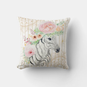 Cojín Decorativo Boho Floral Zebra Pillow - Marca acuática para ani