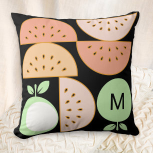 Cojín Decorativo Boho Geométrico Frutas Monograma Moderno de Mitad 