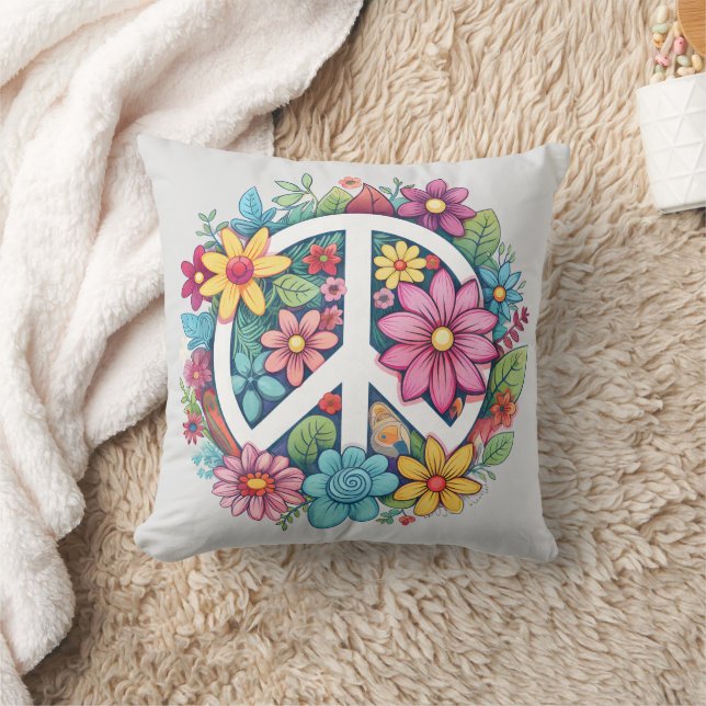 Cojín Decorativo Boho Hippy 60s 70s Peace Sign (Manta)