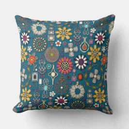 Cojín Decorativo boho jewel tesasures peacock azul