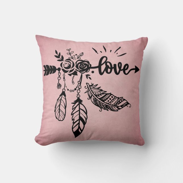 Cojín Decorativo Boho Love and Feathers Home Decour (Anverso)