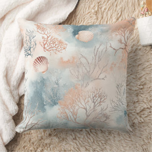 Cojín Decorativo Boho Luxe Patrón de Coral Costero con Acuarela (4)