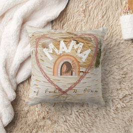 Cojín Decorativo Boho Mama Textos con plumas lunares y nombres de n