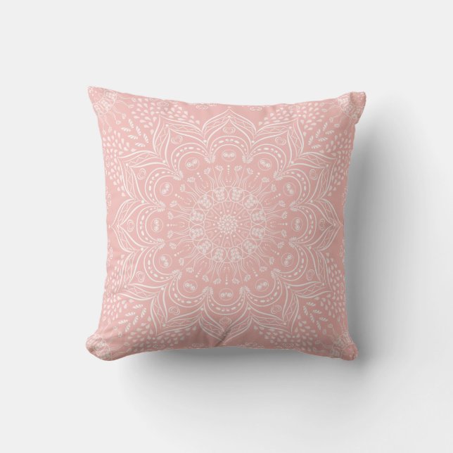 Cojín Decorativo Boho Mandala Girly Rubor Pink (Anverso)