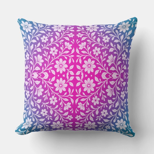 Cojín Decorativo Boho Mandala Pink & Purple throw Pillow (Anverso)
