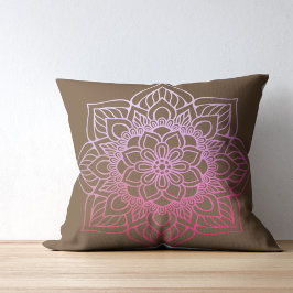 Cojín Decorativo Boho Mandala Rosa Marrón