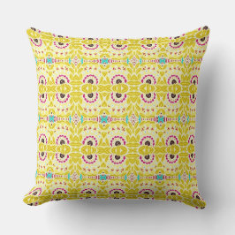 Cojín Decorativo Boho Moda Bohemia Tribal Floral Chartreuse Verde