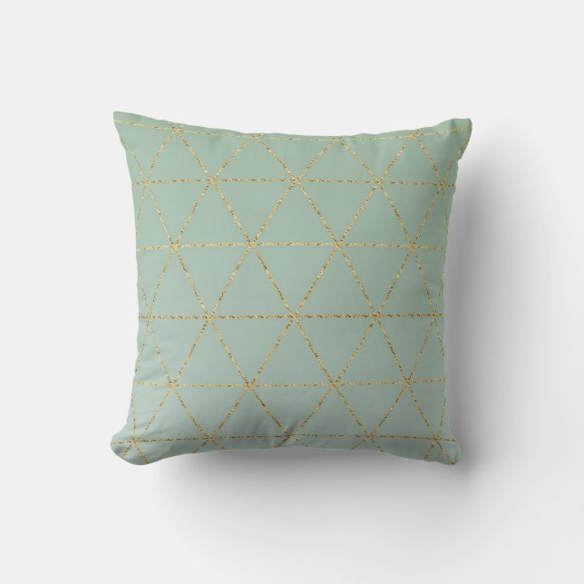 Cojín Decorativo Boho Moda Bohemiana Oro y Glam Geométrico Mint (Anverso)
