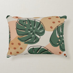 Cojín Decorativo Boho monstera: patrón tropical abstracto