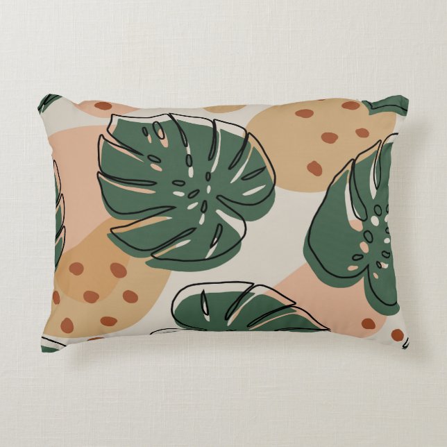 Cojín Decorativo Boho monstera: patrón tropical abstracto (Anverso)