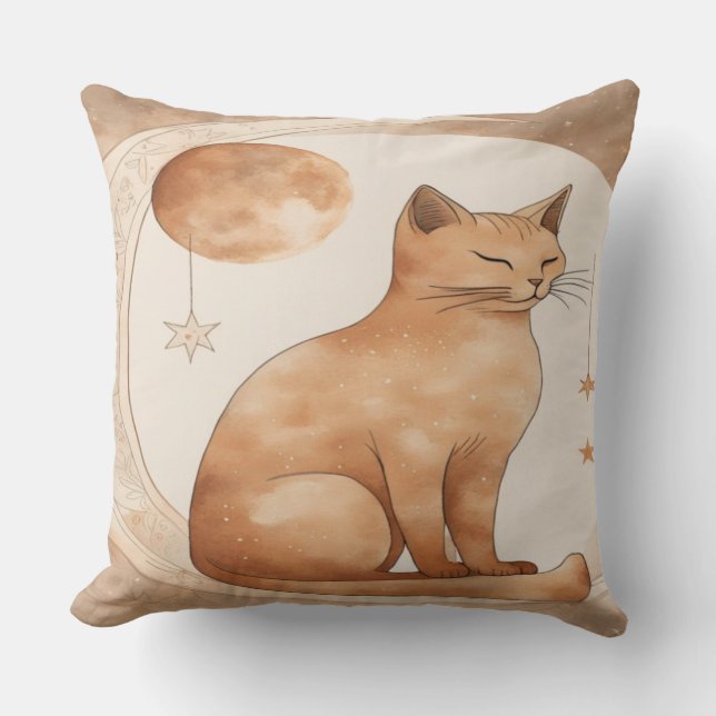 Cojín Decorativo Boho Moon Cat Design (Anverso)