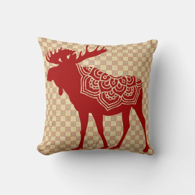 Cojín Decorativo Boho Moose Silhouette (Anverso)