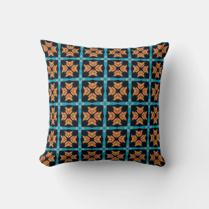 Cojín Decorativo Boho naranja azul moderno 