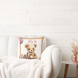 Cojín Decorativo Boho Pink Bear Baby Shower