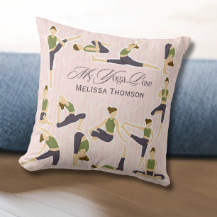 Cojín Decorativo Boho Resumen de la rosa del yoga verde