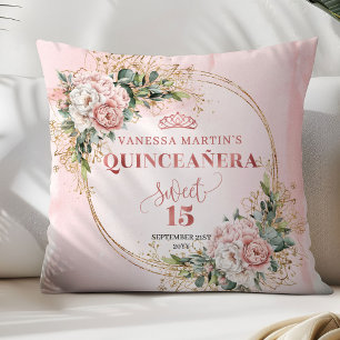Cojín Decorativo Boho Rubor Rosa Floral Eucalipto Mejor Regalo Quin