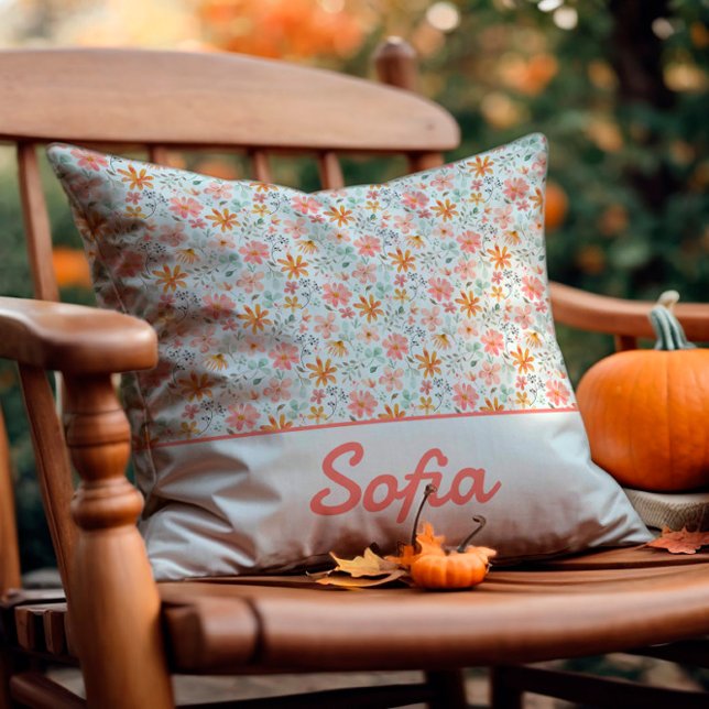 Cojín decorativo boho rústico de la flor acuarela  (Subido por el creador)