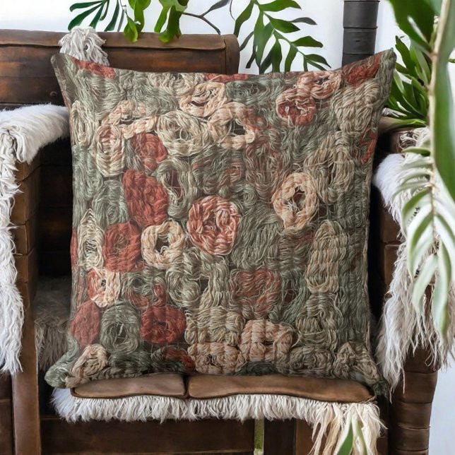 Cojín Decorativo Boho rústico otoño tonos tierra bordados (Subido por el creador)