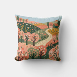 Cojín Decorativo Boho Salmón & Verde Bosque Almohadón de Orchard