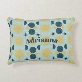 Cojín Decorativo Boho Sun Moon Stars Baby Blue Yellow Personalizado