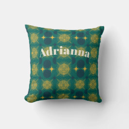 Cojín Decorativo Boho Sun Moon Stars bebé Verde azulado Amarillo pe