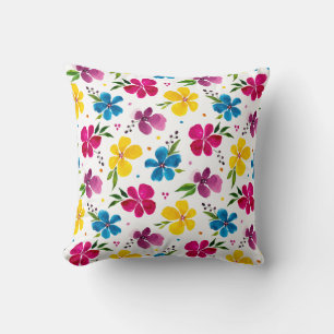 Cojín Decorativo Boho Watercolor Floral Artista de flores