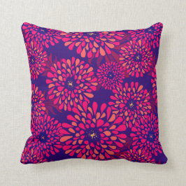 Cojín Decorativo Boho Whimsical Floral Pattern Navy Fuchsia