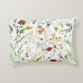 Cojín Decorativo Boho Wildflower Acuarela Primavera Flor