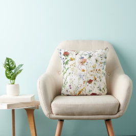 Cojín Decorativo Boho Wildflower Acuarela Primavera Flor