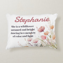 Cojín Decorativo Boho Wildflower Personalizado Nombre Pillow