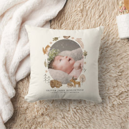Cojín Decorativo Boho Woodland Animales Baby Stats Photo