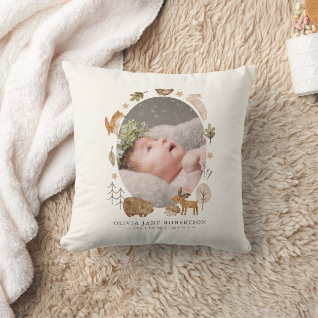 Cojín Decorativo Boho Woodland Animales Baby Stats Photo (Manta)