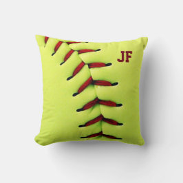 Cojín Decorativo Bola amarilla personalizada del softball