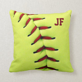 Cojín Decorativo Bola amarilla personalizada del softball