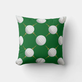 Cojín Decorativo Bola de Golf y Tees personalizables en Verde