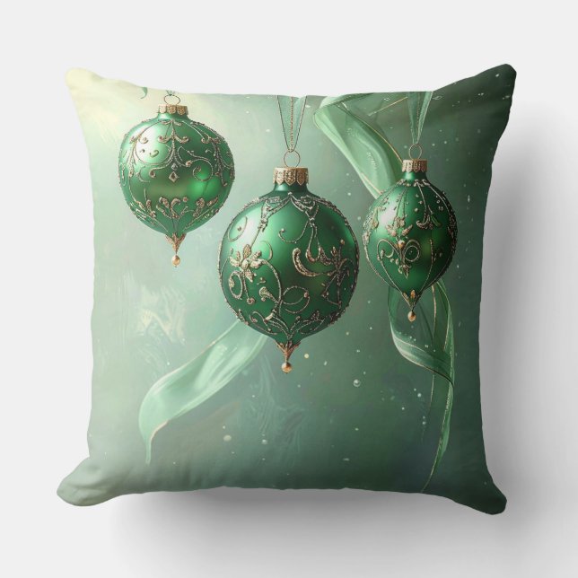 Cojín Decorativo Bola de Navidad Verde Fiesta (Anverso)